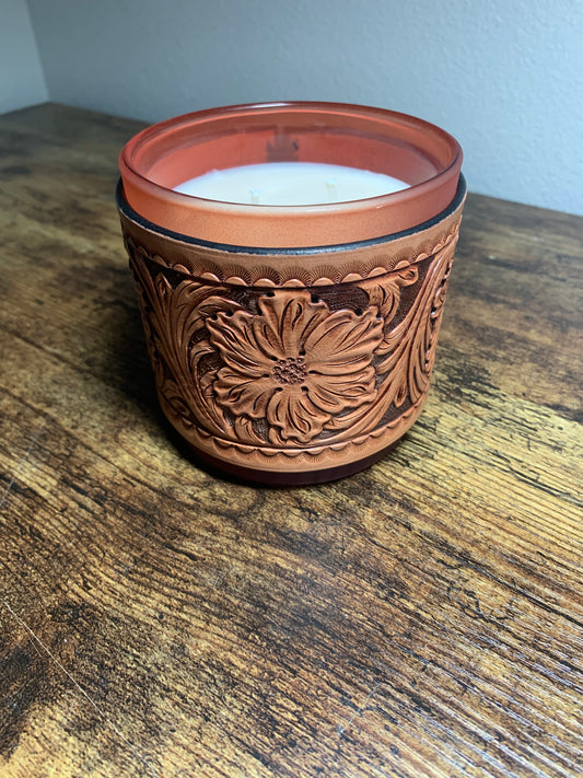 Tooled Candle Wrap and Candle